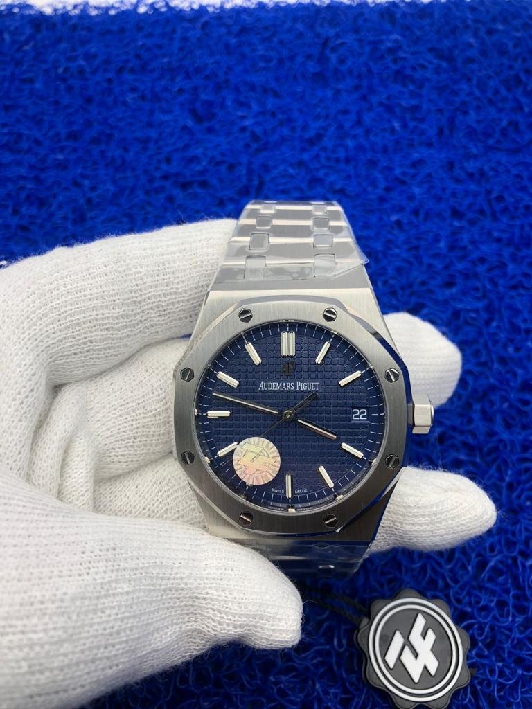 Audemars Piguet Royal Oak Steel Blue Dial Swiss ETA Automatic Men's Watch.