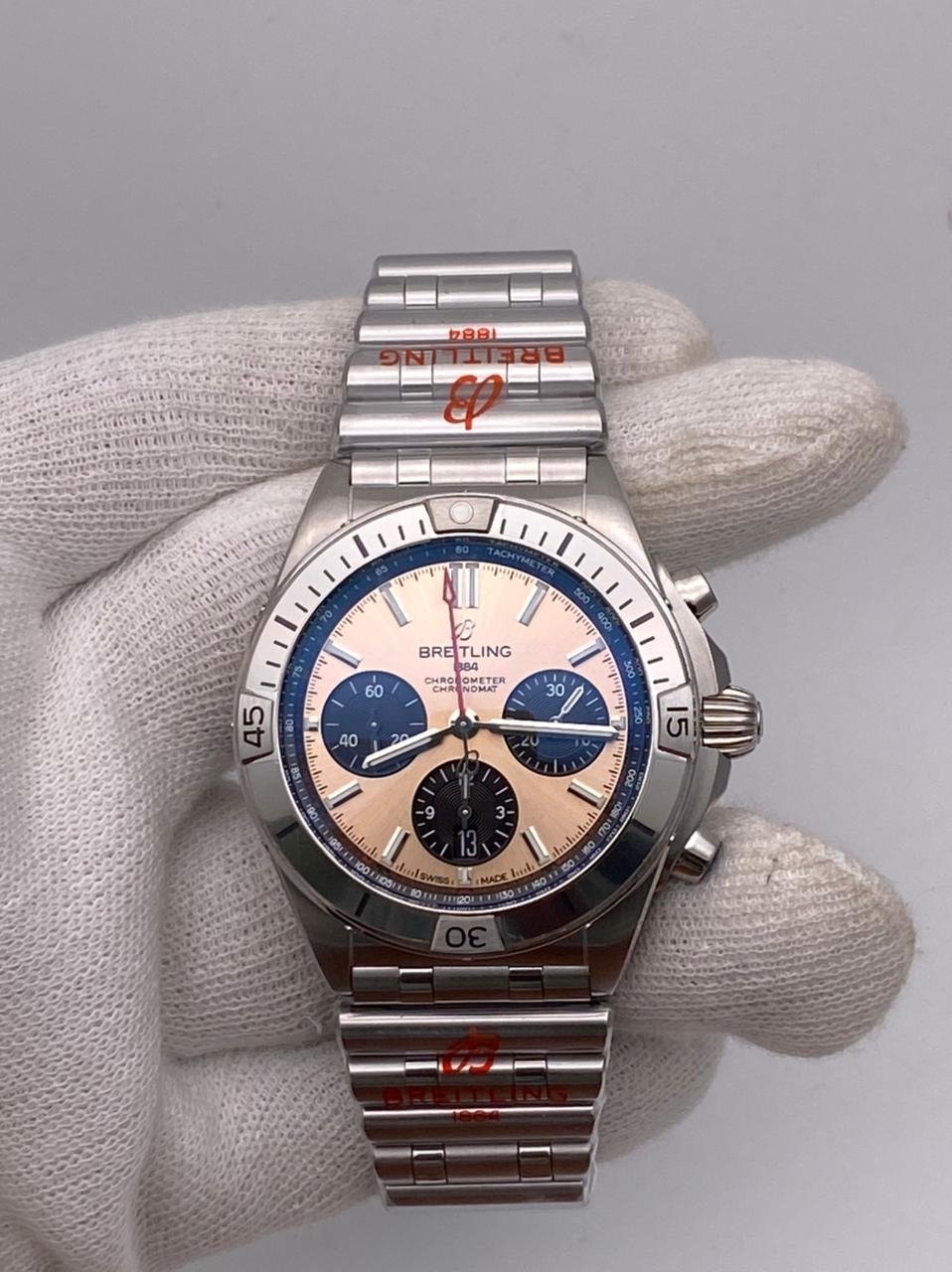 Breitling-Chronomat Bentley Stainless Steel – Salmon Dial Swiss ETA Automatic Men's Watch.