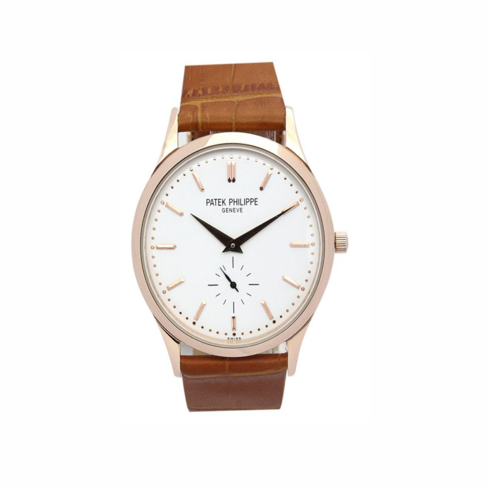 Patek Philippe Calatrava White Roman Numeral dial leather strap watch