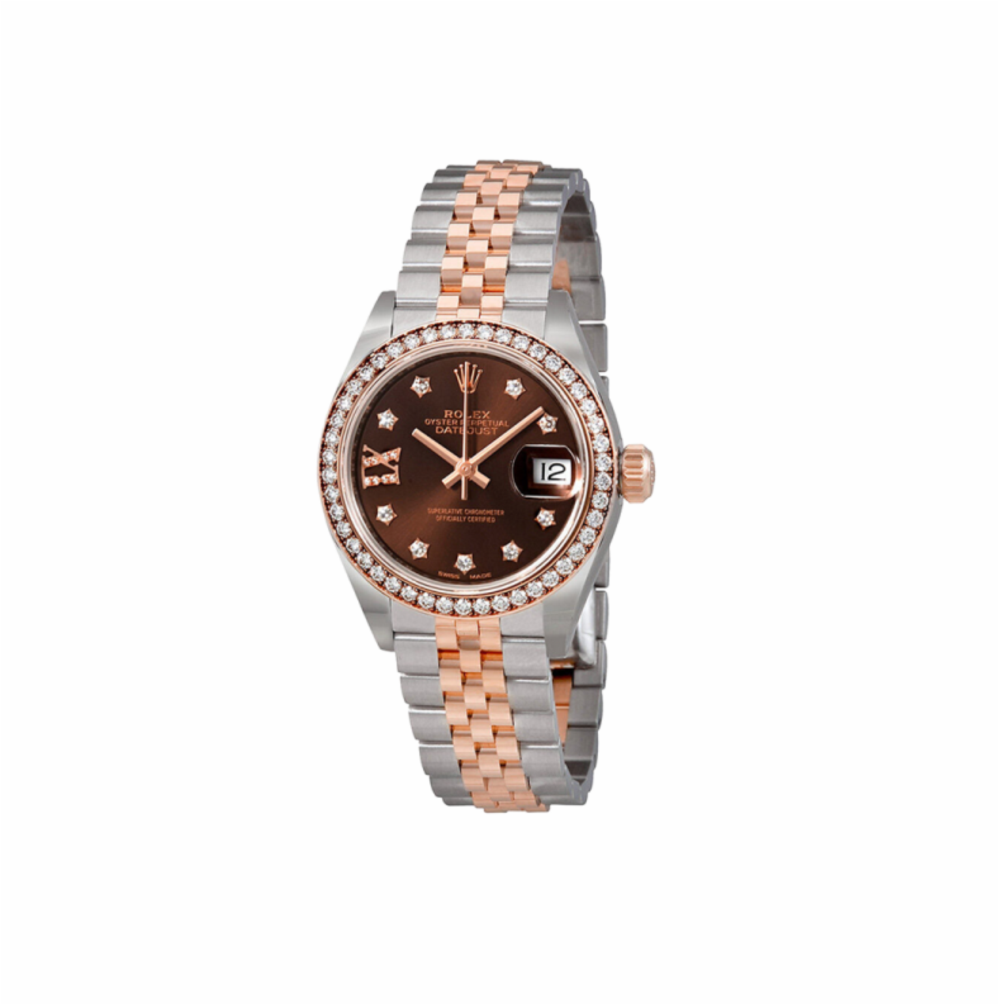 Rolex Datejust Rose Gold Roman Marking Brown 2 Swiss ETA 7750 Valjoux Automatic Movement Watch