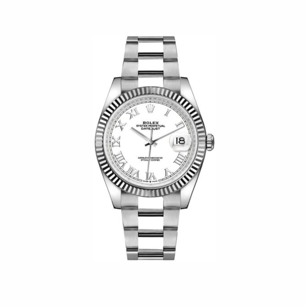 rolex Datejust White Gold Fluted Bezel swiss ETA Watch
