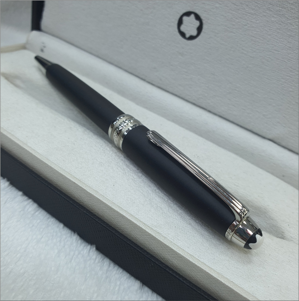 mont blanc black silver pen